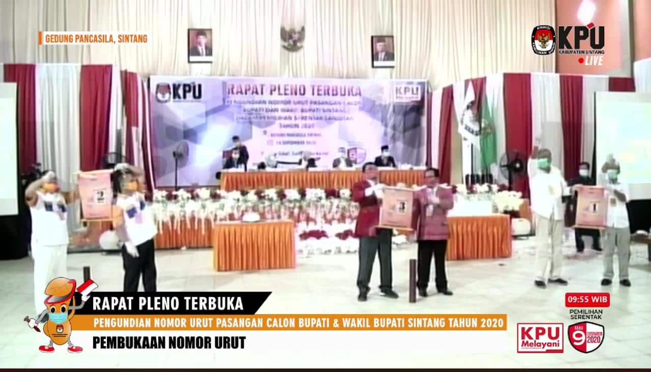 Ini Nomor Urut Tiga Paslon di Pilkada Sintang 2020