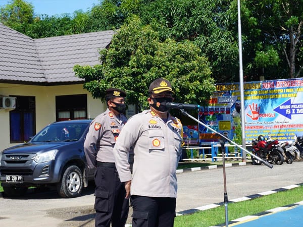 Kapolres Sekadau Pimpin Apel Gabungan Operasi Yustisi Penegakan Disiplin Protokol Kesehatan