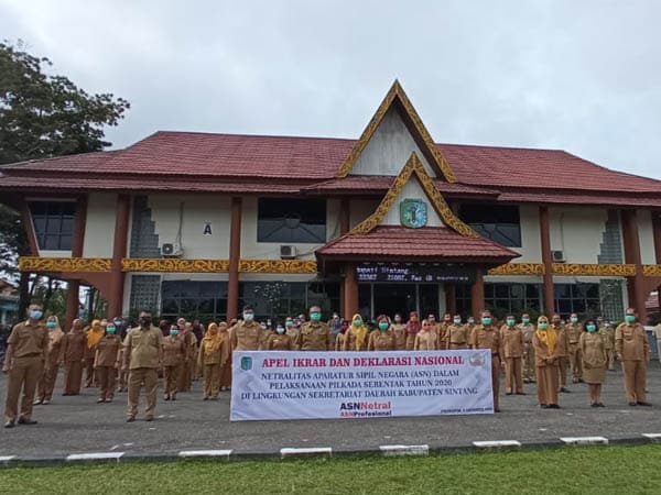 Setda Sintang Gelar Apel Ikrar Netralitas ASN di Pilkada Serentak 2020