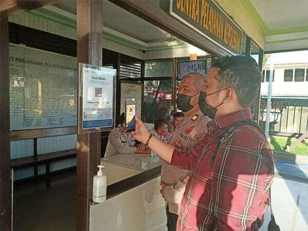 Masuk Polres Ketapang Wajib Pakai Aplikasi PeduliLindungi