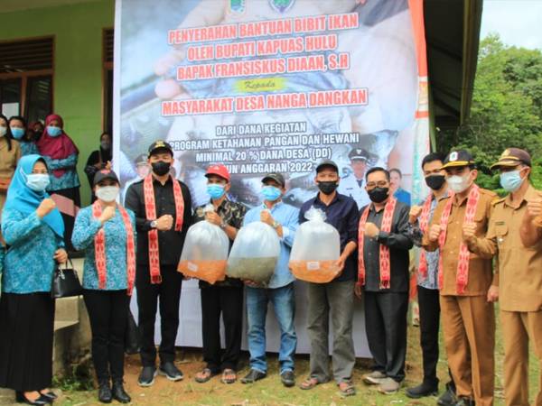 Bupati Fransiskus Diaan Serahkan BLT-DD dan Benih Ikan di Desa Nanga Dangkan