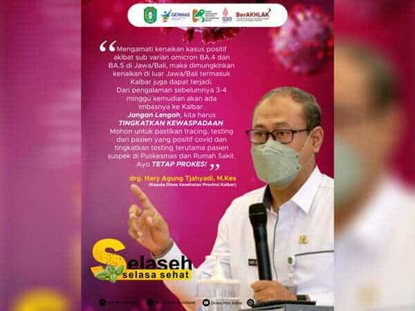 Selaseh 28 Juni, Kadiskes Kalbar Warning Kemunculan Varian Baru Omicron