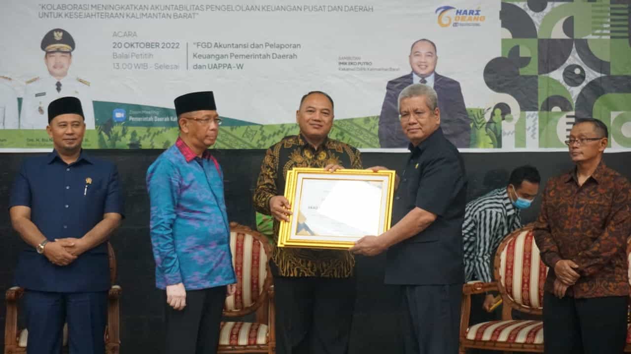 Raih WTP Tiga Kali Berturut-turut, Pemprov Kalbar Ganjar Penghargaan dari Menteri Keuangan