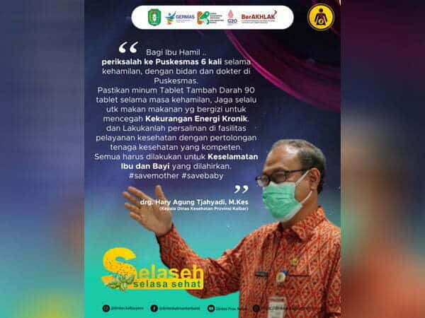 Selaseh 5 Juli, Kadiskes Kalbar Berikan Tips dan Imbauan Bagi Para Ibu Hamil