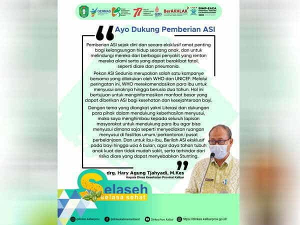 Selaseh 9 Agustus, Hary Agung Tjahyadi Tekankan Pentingnya Pemberian ASI Ekslusif Bagi Bayi