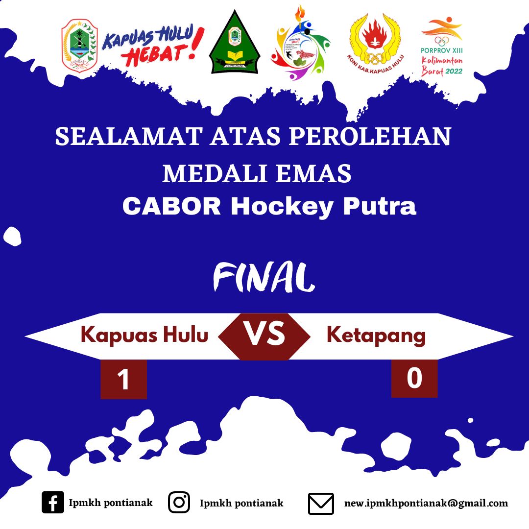 Kontingen Kapuas Hulu Sapu Bersih Medali Emas di Cabor Hockey Porprov Kalbar 2022