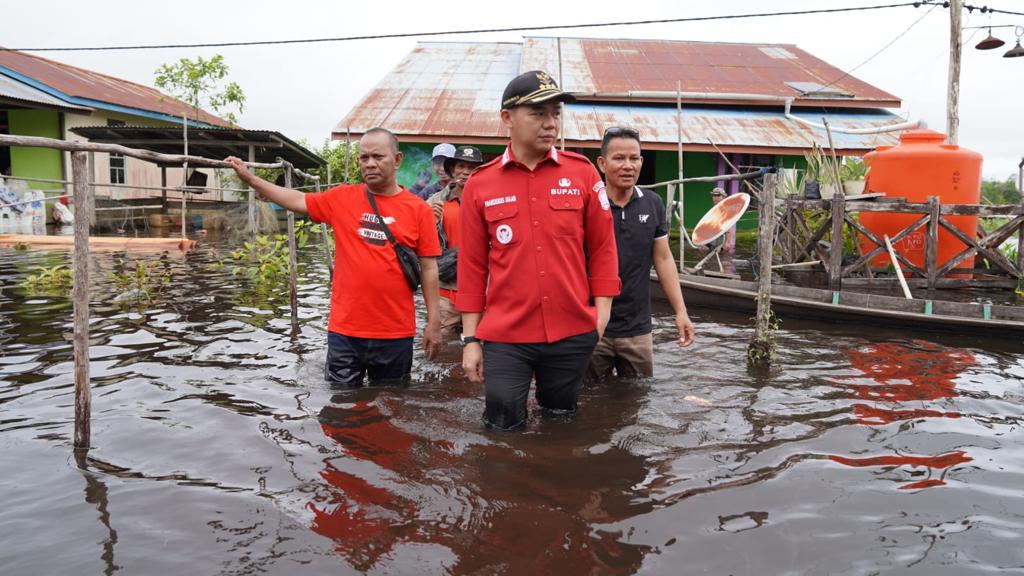 Bupati Kapuas Hulu Tinjau Lokasi Banjir di Desa Kenepai