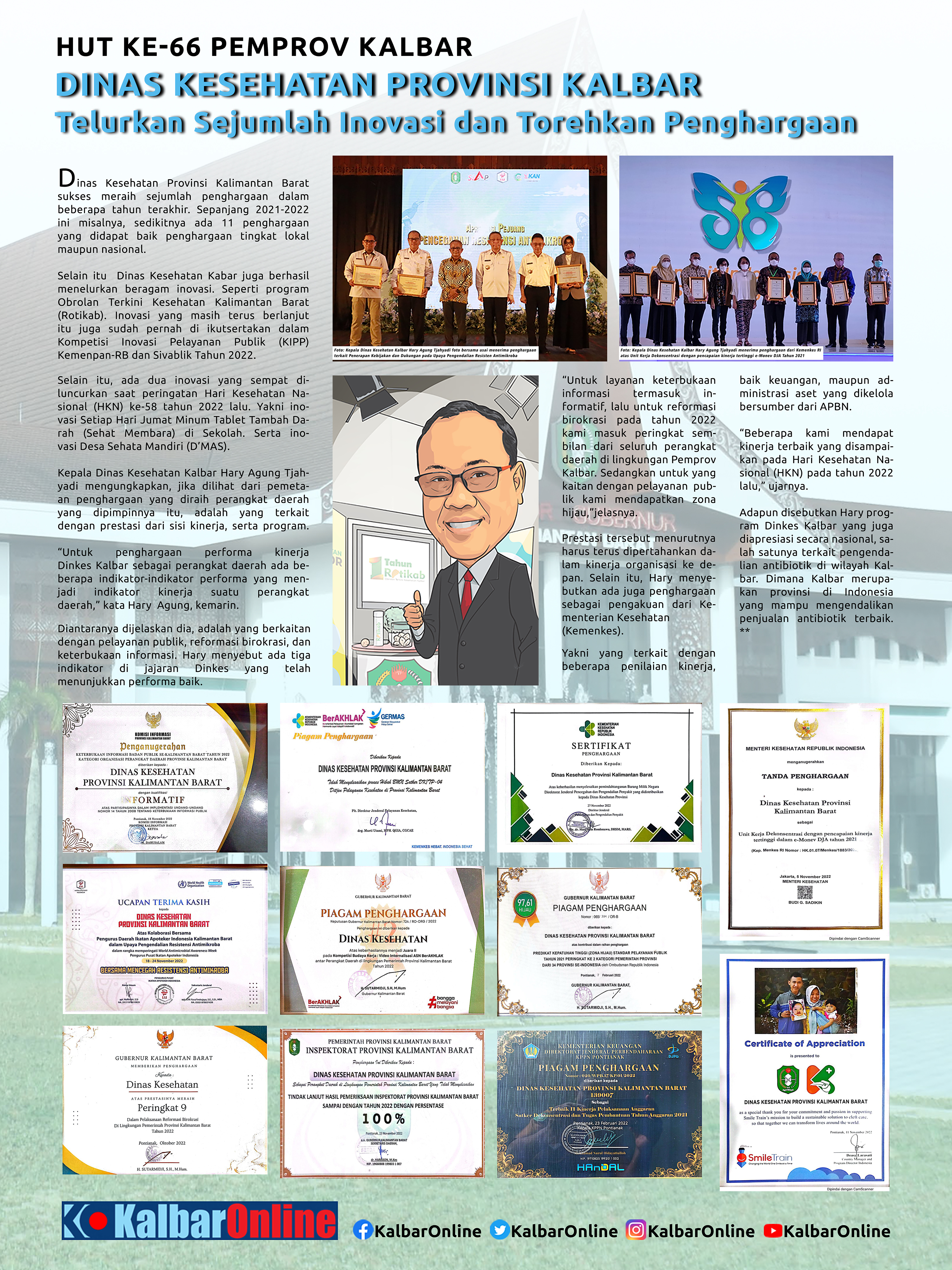 Dinas Kesehatan Kalbar Telurkan Sejumlah Inovasi dan Torehkan Prestasi