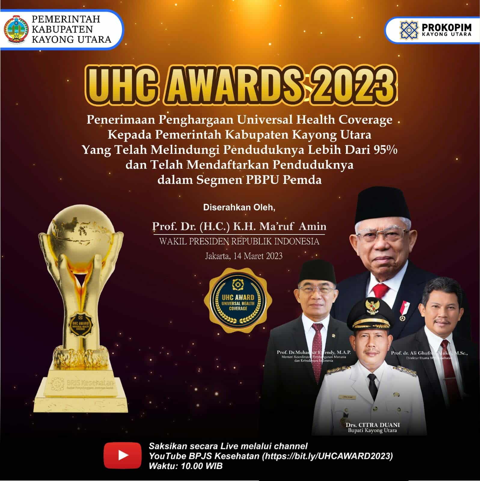 Bupati Citra Duani Terima UHC Award 2023 dari Wapres Ma’ruf Amin