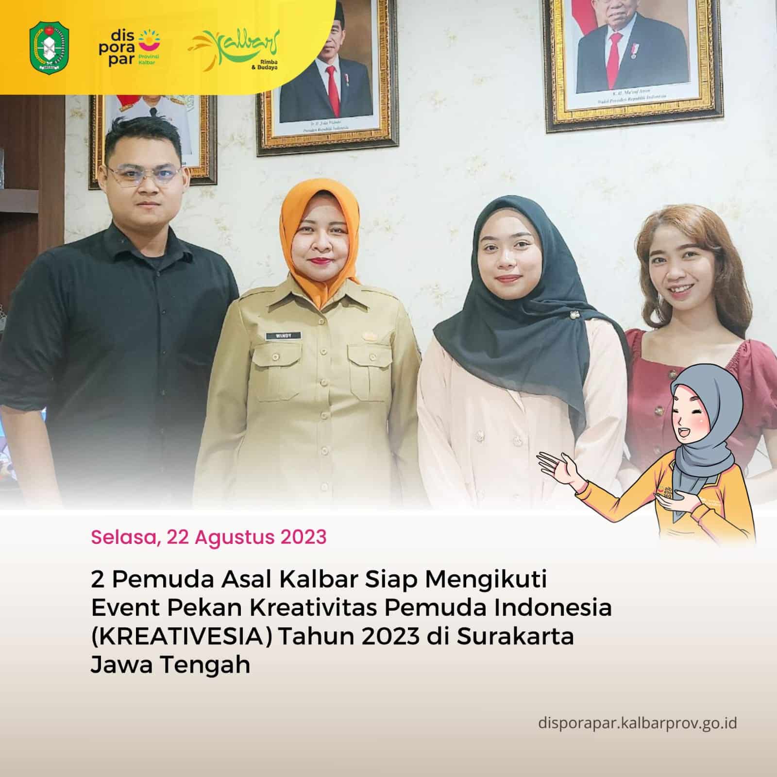 Disporapar Kalbar Kirim Dua Pemuda Berprestasi ke Ajang Kreativesia 2023 di Surakarta