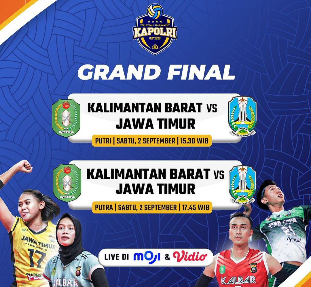 Besok! Final Turnamen Voli Kapolri Cup 2023 Pertemukan Tim Kalbar dan Jatim