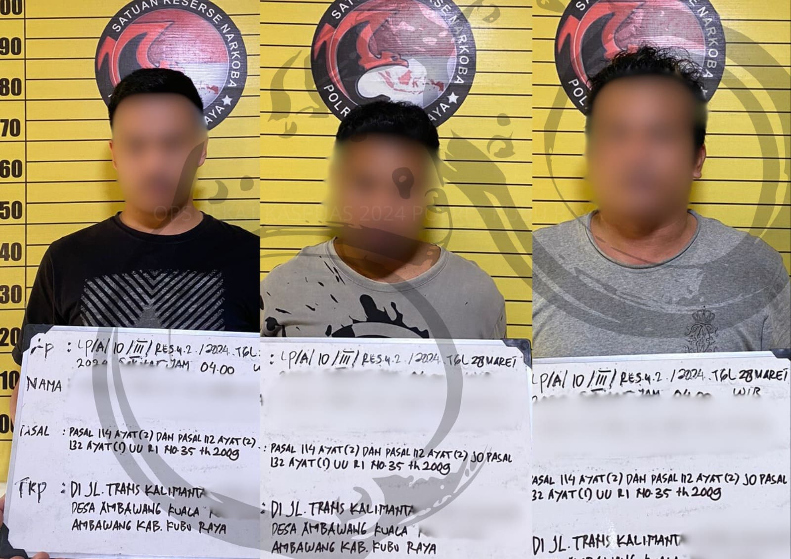 Polres Kubu Raya Gagalkan Penyelundupan Narkoba Lintas Kabupaten dan Tangkap Tiga Kurir