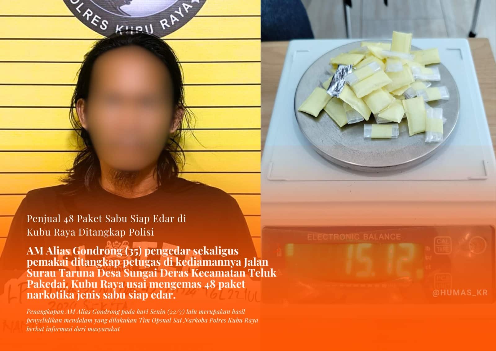 Penjual 48 Paket Sabu Siap Edar di Kubu Raya Ditangkap Polisi