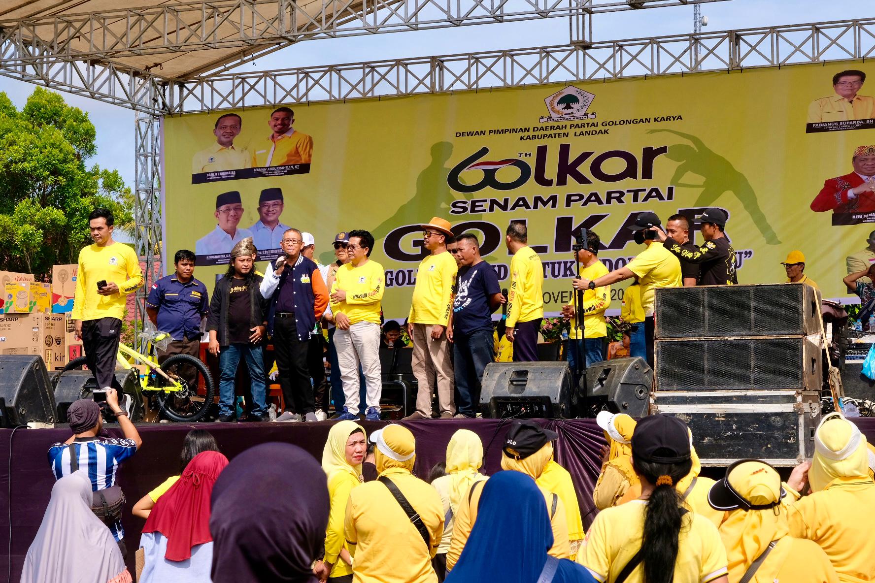 Bang Midji Sapa Warga Landak, Hadiri Senam Bersama HUT ke-60 Partai Golkar
