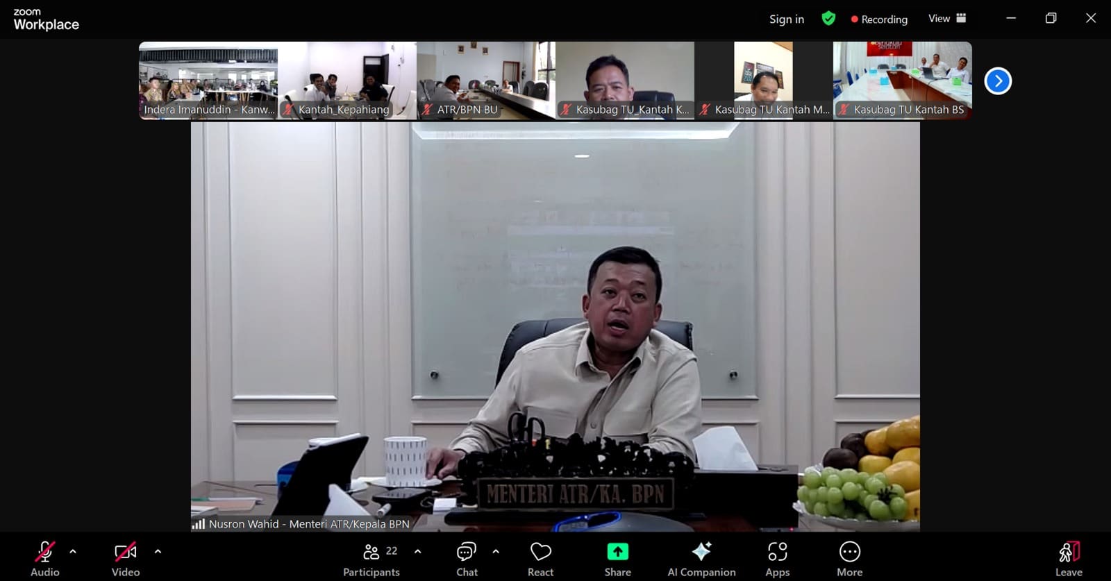 Ini Pesan Menteri Nusron kepada Jajaran Kanwil BPN Provinsi NTB dan Bengkulu