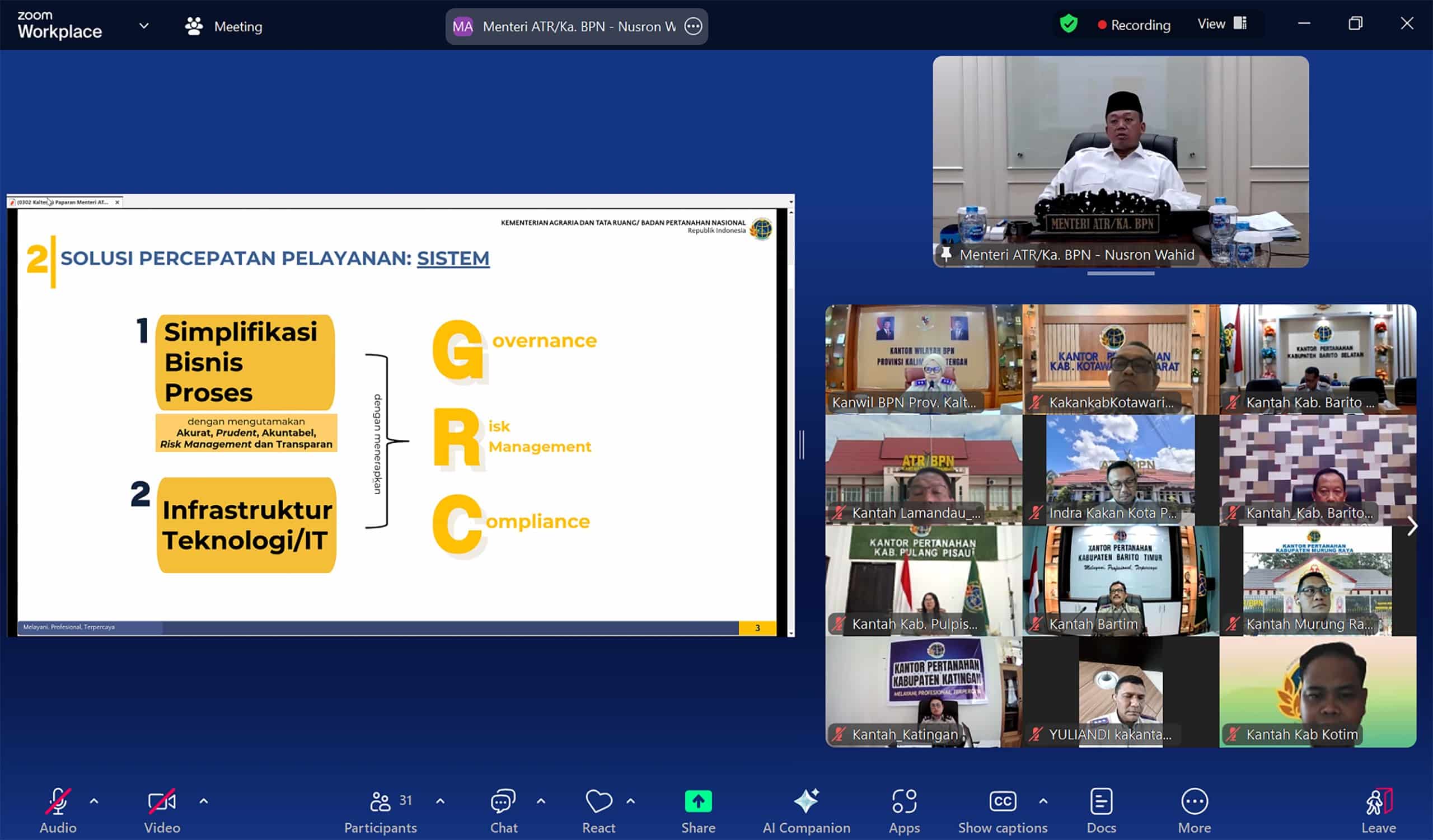 Beri Arahan ke Jajaran Kanwil BPN Provinsi Kalteng, Bentuk Konsistensi Menteri Nusron Perbaiki Pelayanan kepada Masyarakat