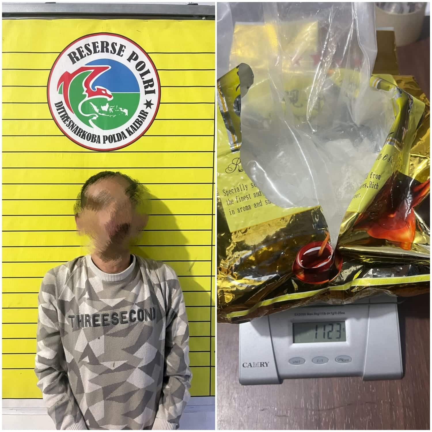 Polda Kalbar Amankan Seorang Pria dan Barang Bukti Sabu 1.123 Gram