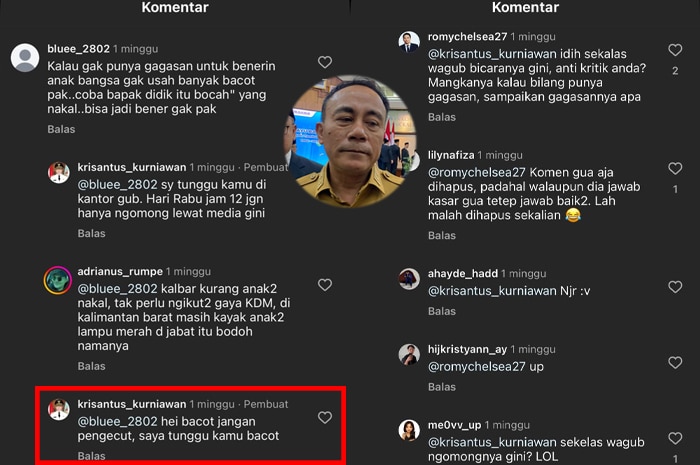 Wagub Kalbar Krisantus Tantang Netizen: Hey Bacot Jangan Pengecut