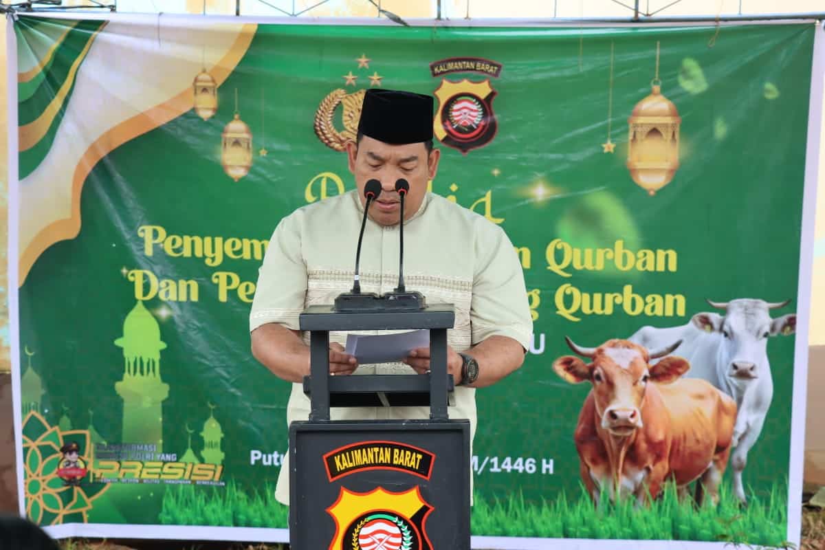 Ungkap Rasa Syukur kepada Allah SWT di Momen Iduladha 1446 H, Polres Kapuas Hulu Sembelih Lima Ekor Hewan Kurban