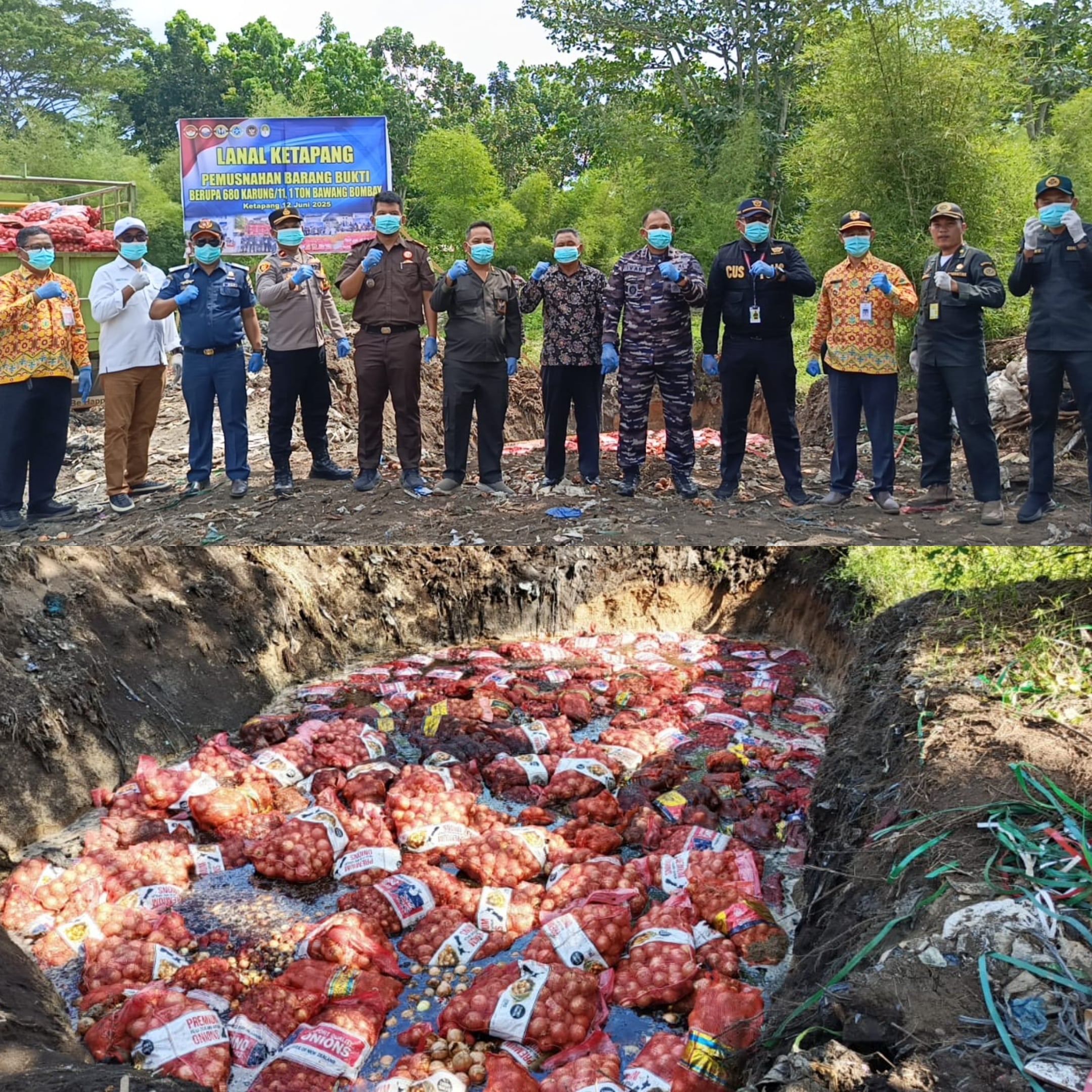 Lanal Ketapang Musnahkan 11,1 ton Bawang Bombay Ilegal di TPA Sungai Awan