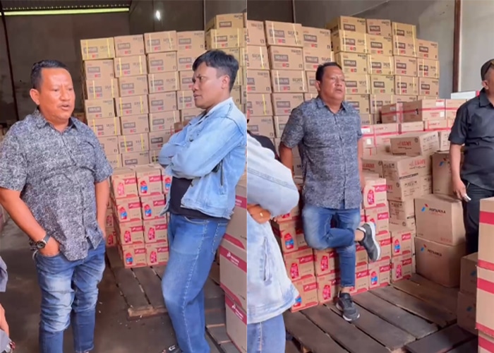 Seorang Pria Petantang-petenteng saat Penggerebekan Gudang Oli Palsu di Kubu Raya, Ucapannya Melecehkan Aparat