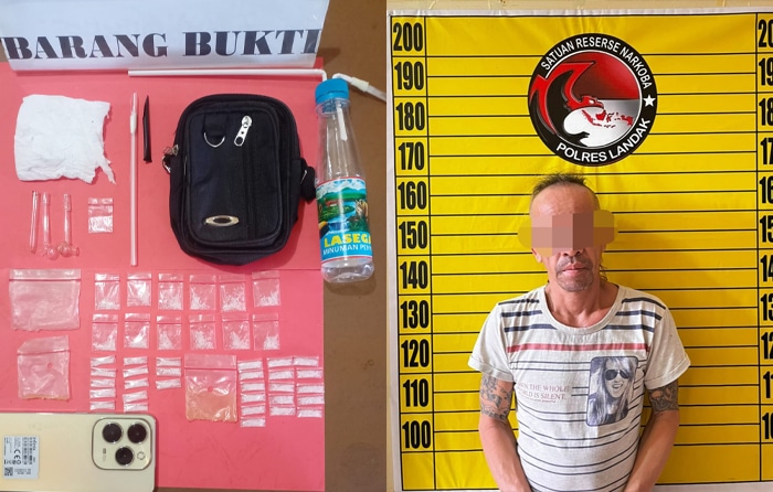 Satresnarkoba Polres Landak Bekuk Residivis Pengedar Narkoba di Menyuke, Puluhan Paket Sabu Diamankan