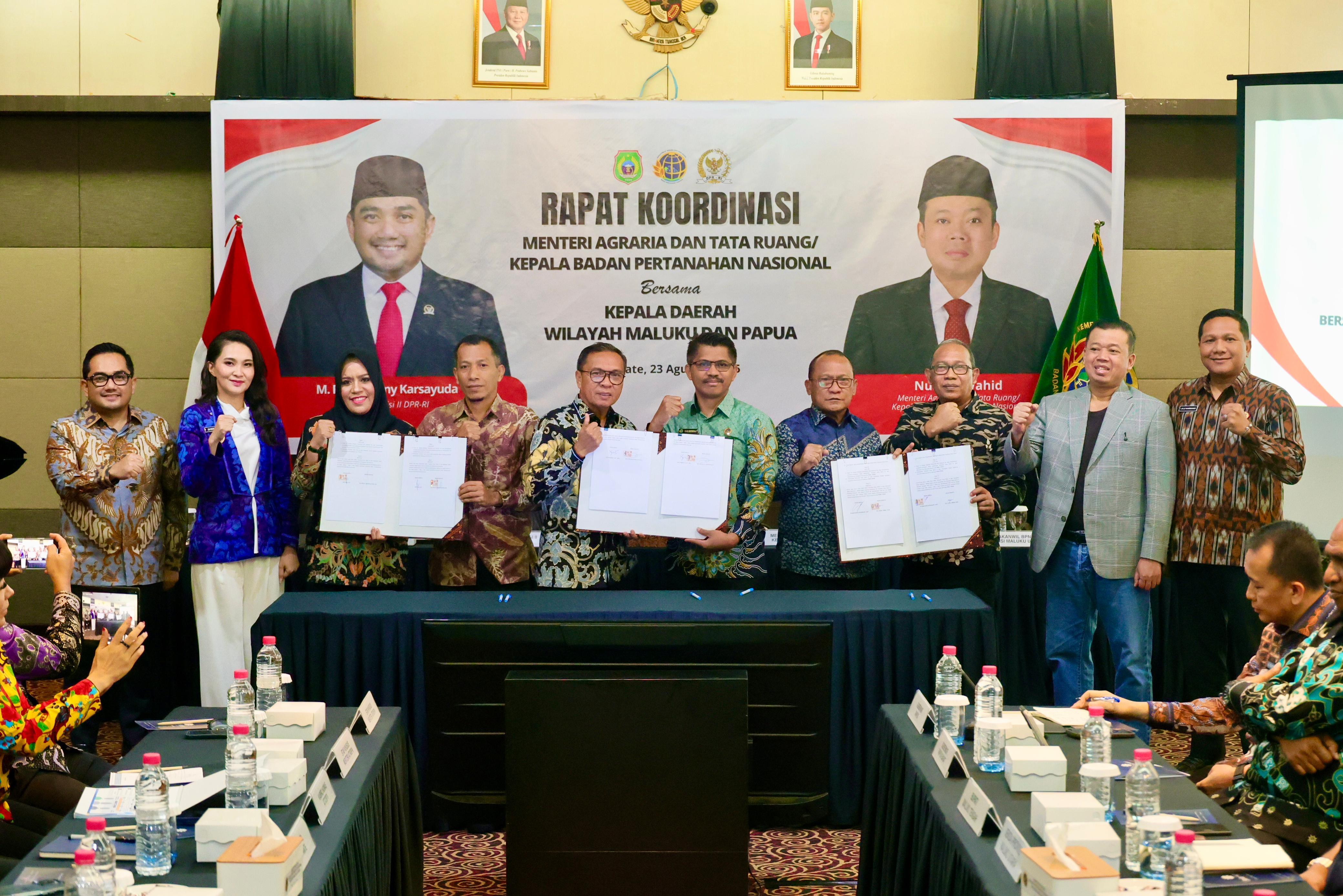 Rakor di Maluku Utara, Menteri Nusron Tekankan Pentingnya Pemda Dukung Pelaksanaan Sertifikasi Tanah