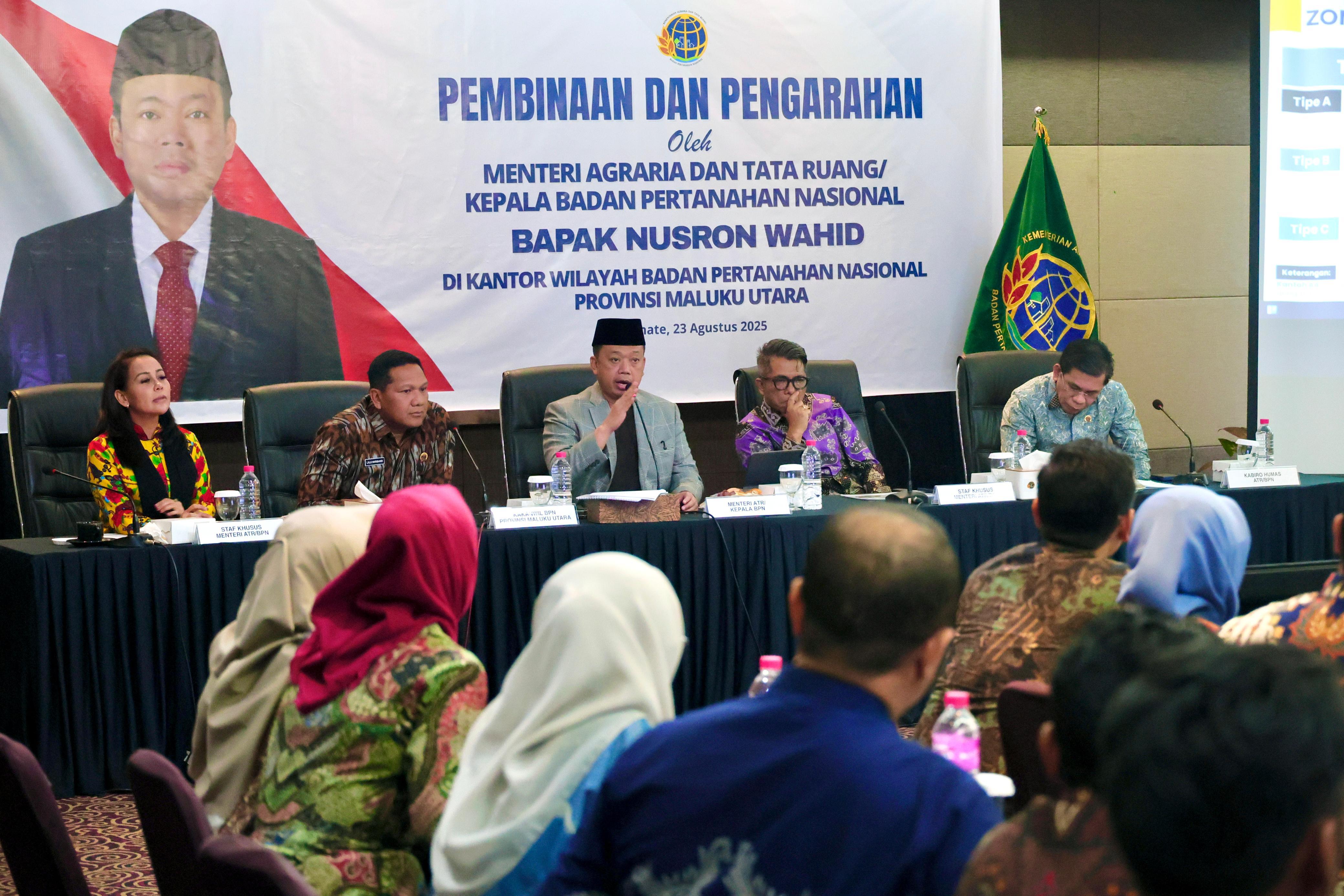 Pembinaan di Kanwil BPN Provinsi Maluku Utara, Nusron: Tugas Saya sebagai Menteri adalah Memberikan Kepastian dan Harapan