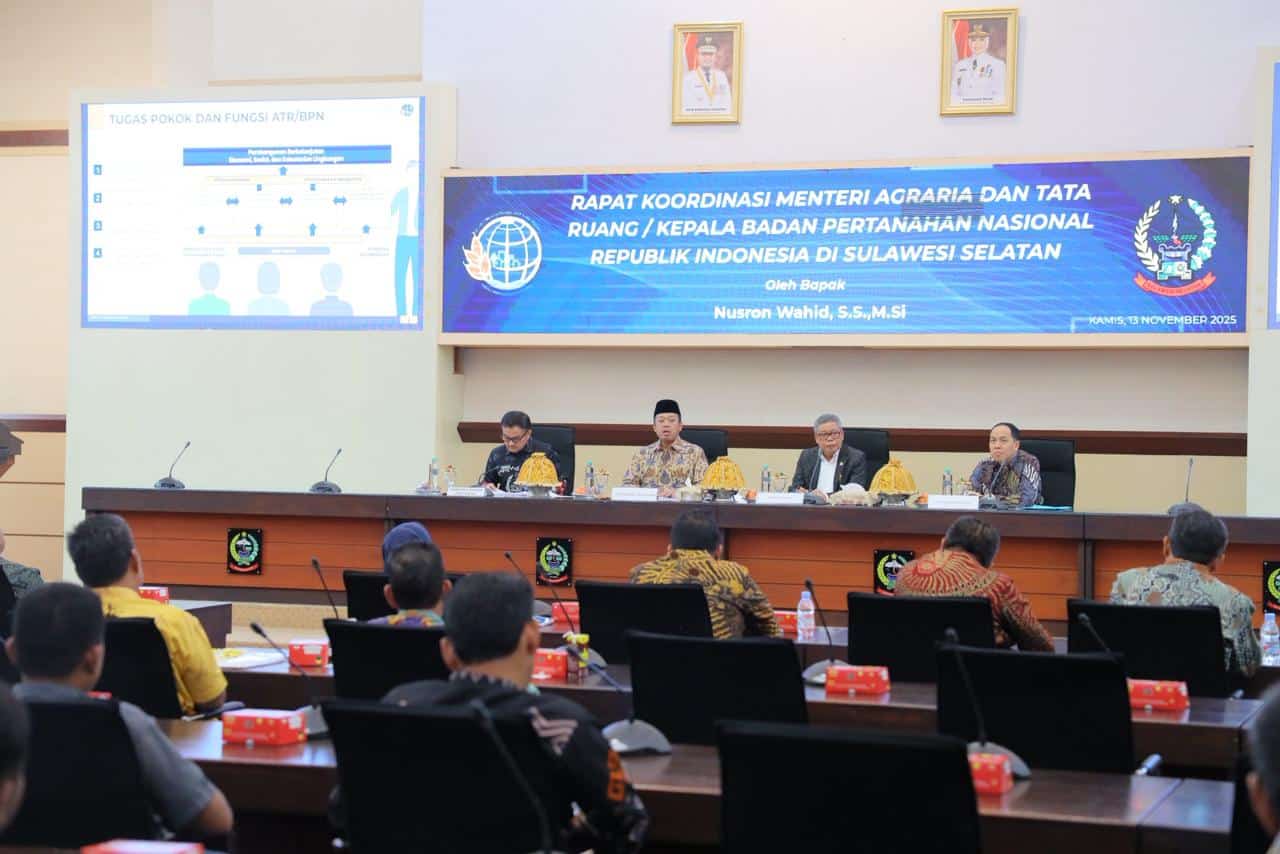 Menteri ATR/BPN Gelar Rakor dengan Kepala Daerah se-Sulsel: Perkuat Sinkronisasi Data dan Penataan Ruang
