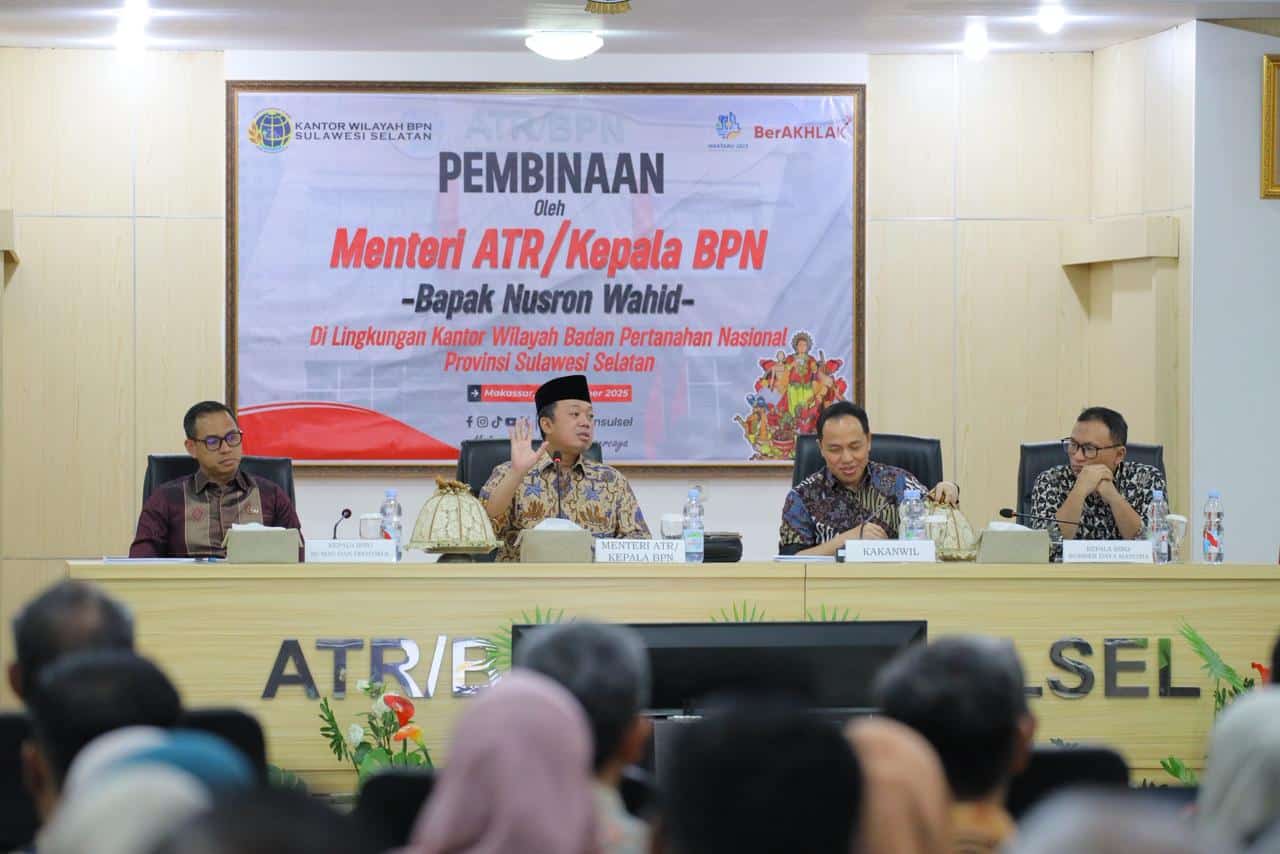 Arahan Menteri Nusron di Kanwil BPN Sulsel: Tegas Jalankan Prinsip dan Luwes dalam Melayani