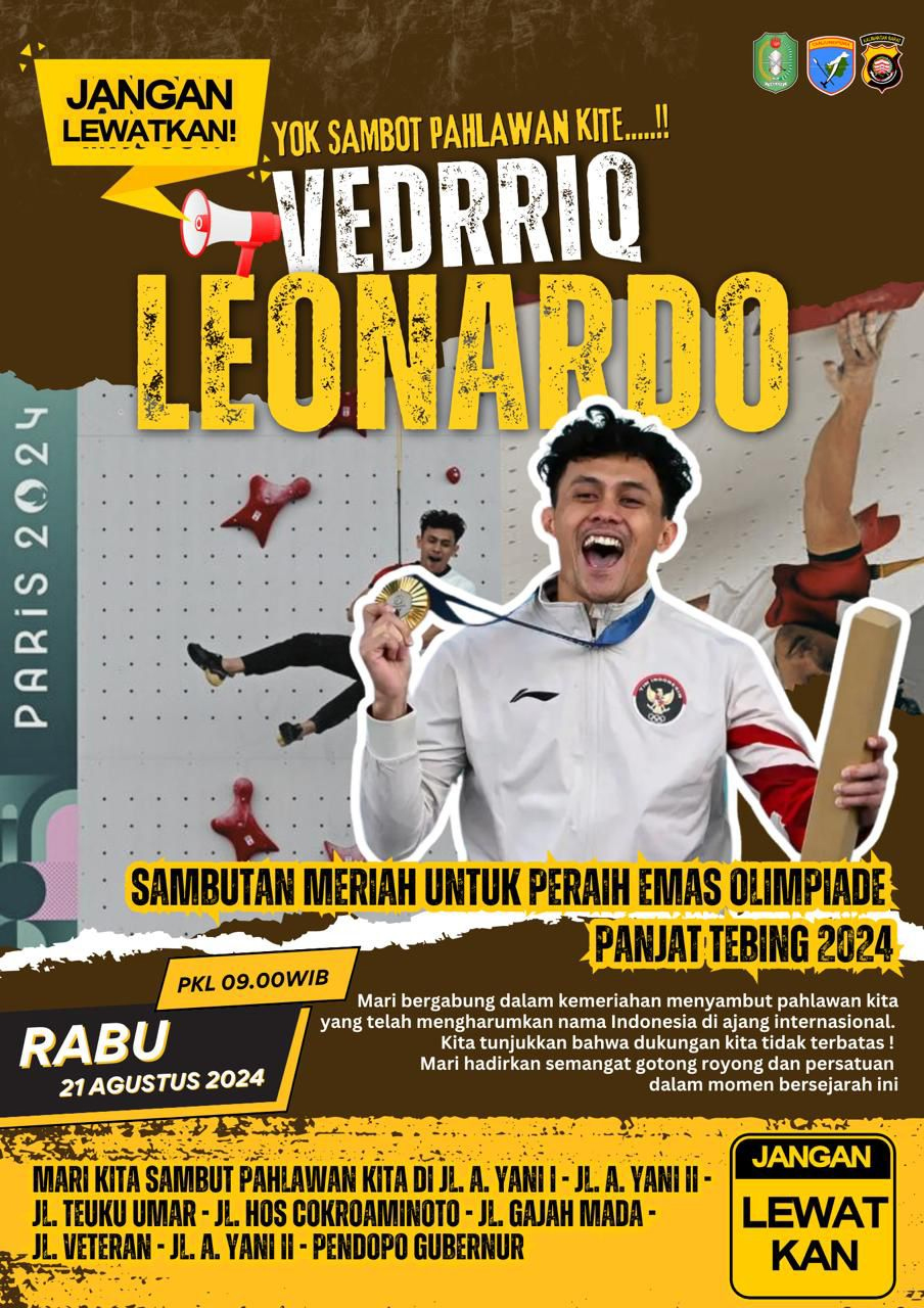 Kadisporapar Kalbar Windy Prihastari Harisson dan Atlet panjat tebing Indonesia asal Kalbar Veddriq Leonardo - Rute arak-arakan Veddriq Leonardo